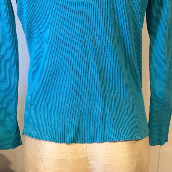 Ralph Lauren Turquoise Ribbed Turtleneck Sweater - Picture 5 of 6